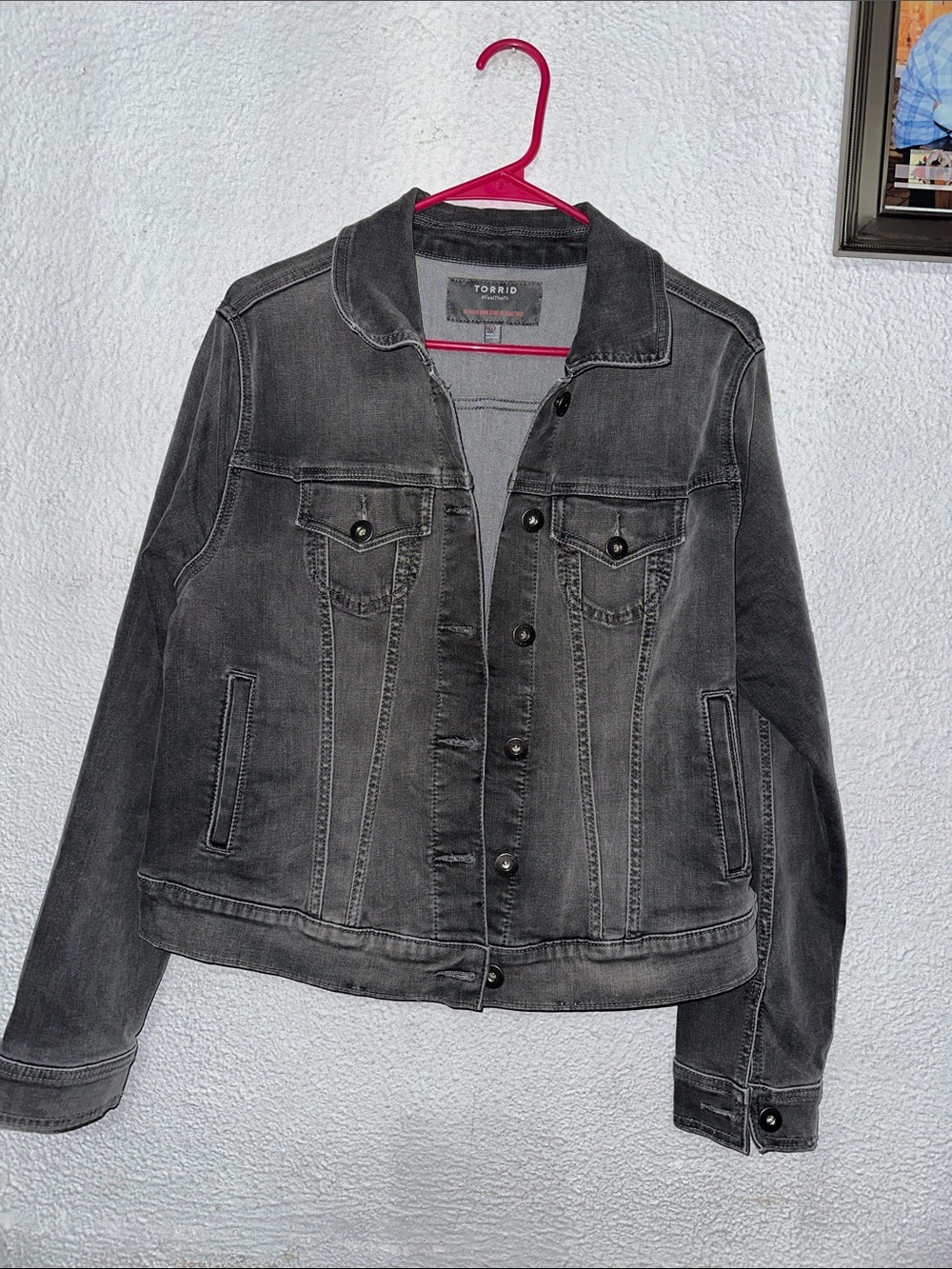 torrid Washed grey Denim Trucker Jacket